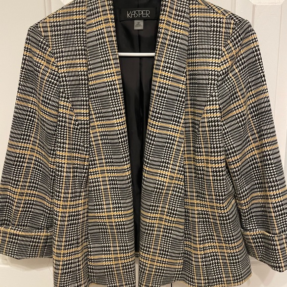 Kasper Women's Yellow Printed Blazer Jacket Yellow Size 22W